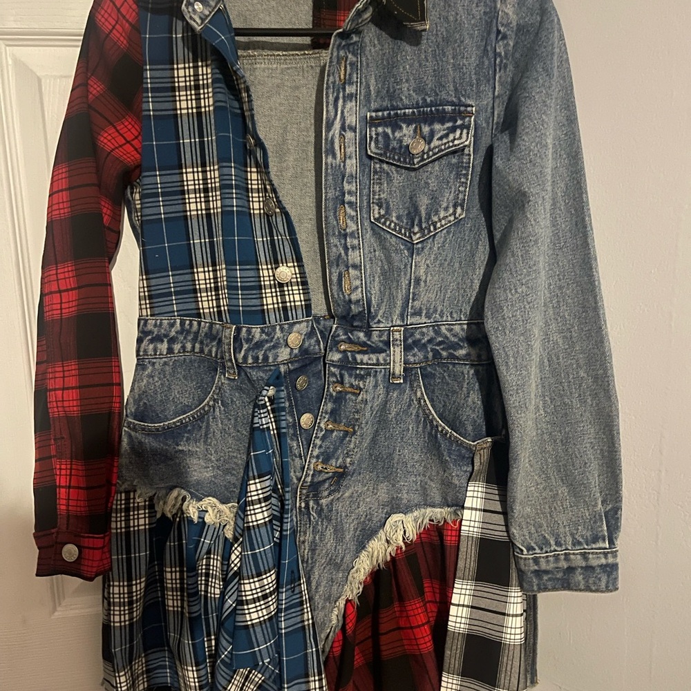 AKIRA Blue and Red Plaid Dress